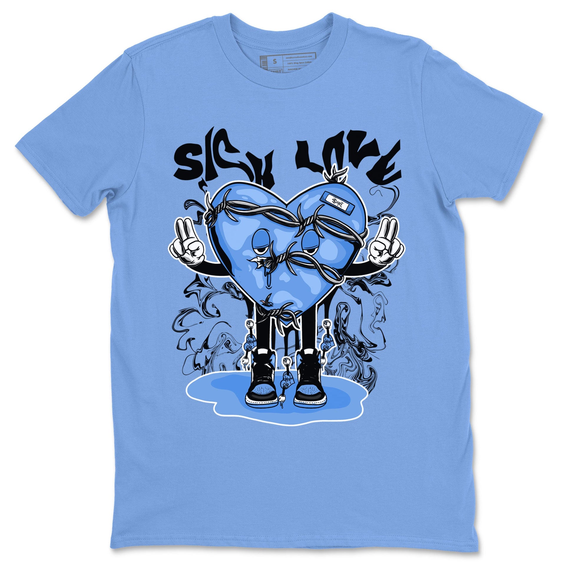 Air Jordan 1 UNC Toe shirt to match jordans Sick Love sneaker tees Air Jordan 1 Retro High OG UNC Toe SNRT Sneaker Release Tees Unisex Carolina Blue 2 T-Shirt