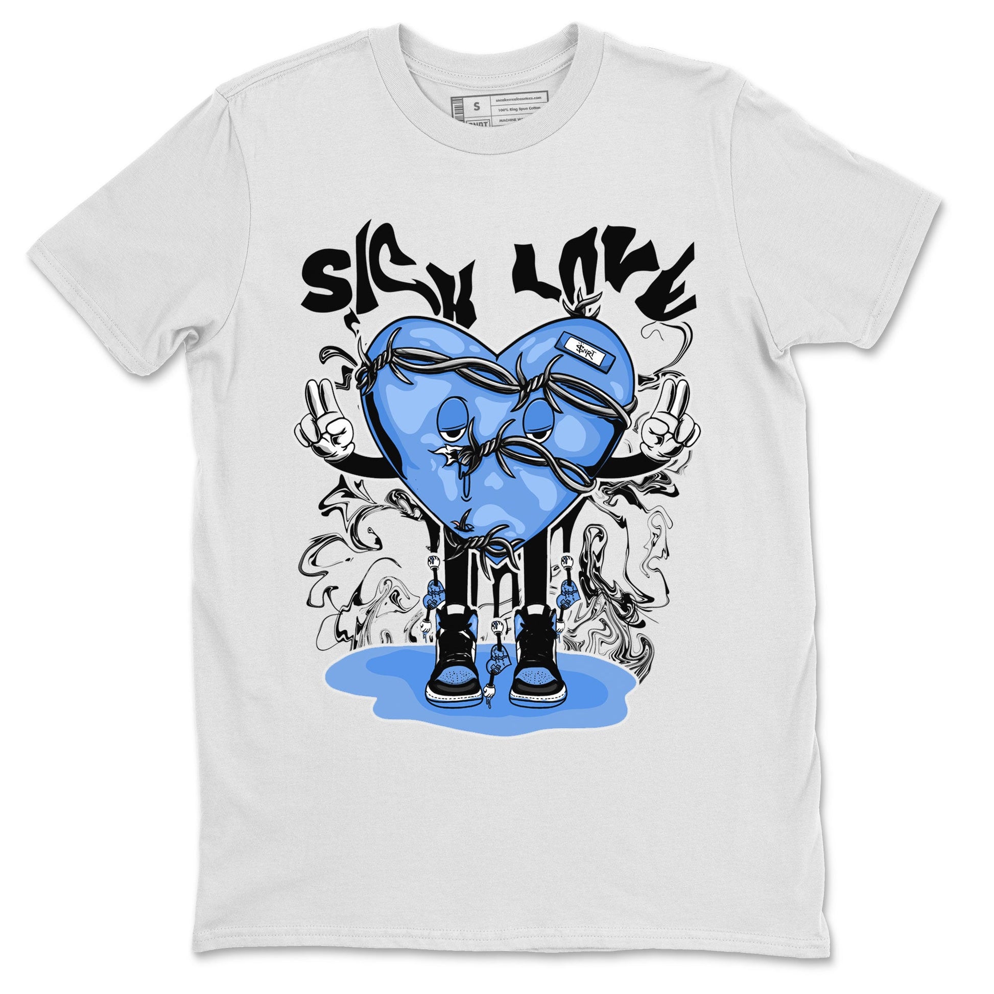 Air Jordan 1 UNC Toe shirt to match jordans Sick Love sneaker tees Air Jordan 1 Retro High OG UNC Toe SNRT Sneaker Release Tees Unisex White 2 T-Shirt