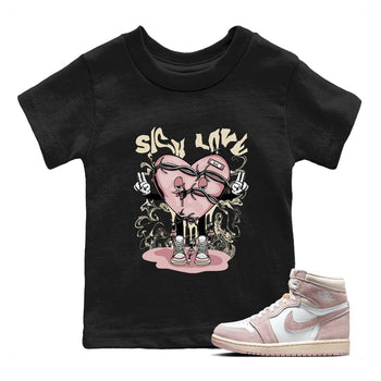 Air Jordan 1 Washed Pink Sneaker Match Tees Sick Love Sneaker Tees Jordan 1 High OG Washed Pink Sneaker Release Tees Kids Shirts Black 1