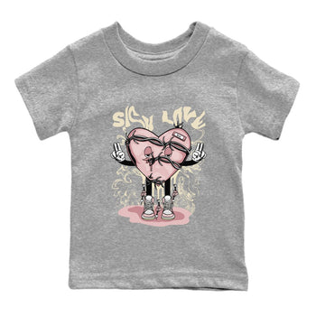 Air Jordan 1 Washed Pink Sneaker Match Tees Sick Love Sneaker Tees Jordan 1 High OG Washed Pink Sneaker Release Tees Kids Shirts Heather Grey 2