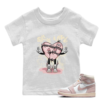 Air Jordan 1 Washed Pink Sneaker Match Tees Sick Love Sneaker Tees Jordan 1 High OG Washed Pink Sneaker Release Tees Kids Shirts White 1