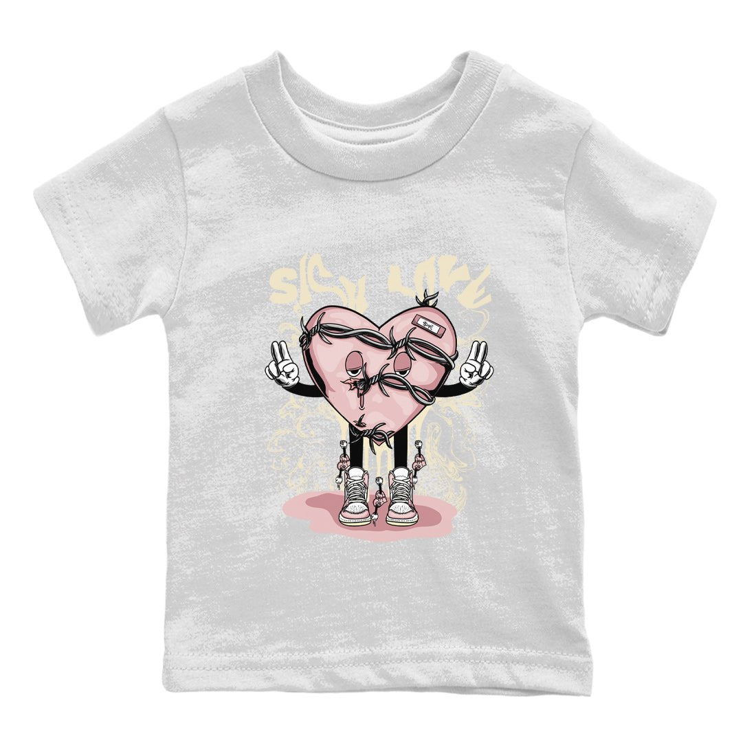 Air Jordan 1 Washed Pink Sneaker Match Tees Sick Love Sneaker Tees Jordan 1 High OG Washed Pink Sneaker Release Tees Kids Shirts White 2