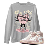 Air Jordan 1 Washed Pink Sneaker Match Tees Sick Love Sneaker Tees Jordan 1 High OG Washed Pink Sneaker Release Tees Unisex Shirts Heather Grey 1
