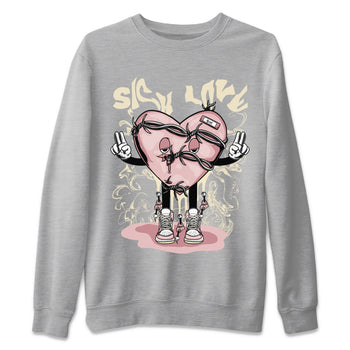 Air Jordan 1 Washed Pink Sneaker Match Tees Sick Love Sneaker Tees Jordan 1 High OG Washed Pink Sneaker Release Tees Unisex Shirts Heather Grey 2
