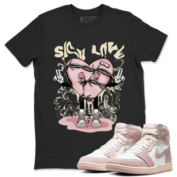 Air Jordan 1 Washed Pink Sneaker Match Tees Sick Love Sneaker Tees Jordan 1 High OG Washed Pink Sneaker Release Tees Unisex Shirts Black 1