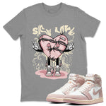 Air Jordan 1 Washed Pink Sneaker Match Tees Sick Love Sneaker Tees Jordan 1 High OG Washed Pink Sneaker Release Tees Unisex Shirts Heather Grey 1