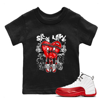 Air Jordan 12 Retro Cherry shirt to match jordans Sick Love sneaker tees Air Jordan 12 Cherry SNRT Sneaker Release Tees Crew Neck T-ShirtBaby Toddler Black 1 T-Shirt