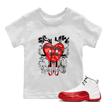 Air Jordan 12 Retro Cherry shirt to match jordans Sick Love sneaker tees Air Jordan 12 Cherry SNRT Sneaker Release Tees Crew Neck T-ShirtBaby Toddler White 1 T-Shirt