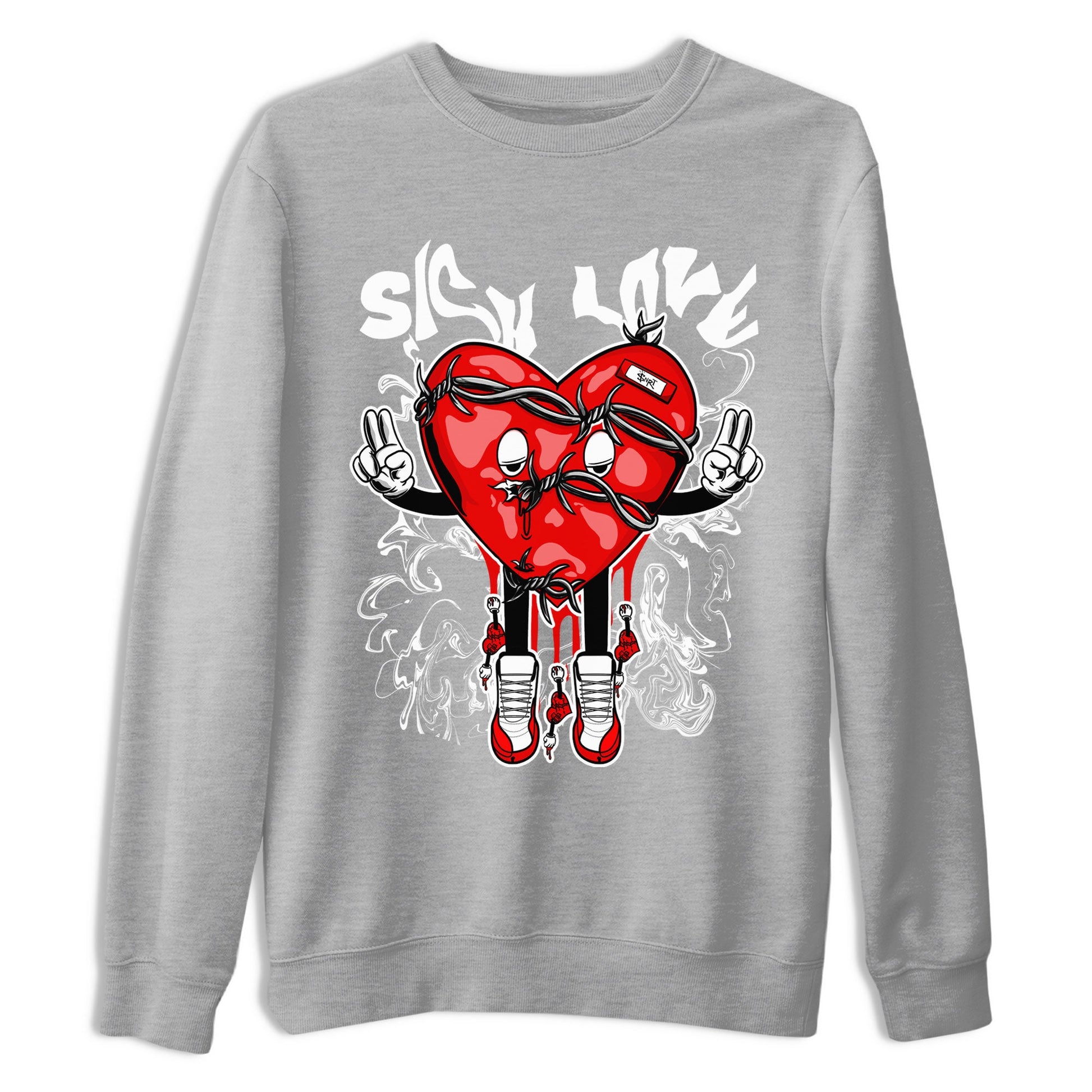 Air Jordan 12 Retro Cherry shirt to match jordans Sick Love sneaker tees Air Jordan 12 Cherry SNRT Sneaker Release Tees Crew Neck T-ShirtUnisex Heather Grey 2 T-Shirt