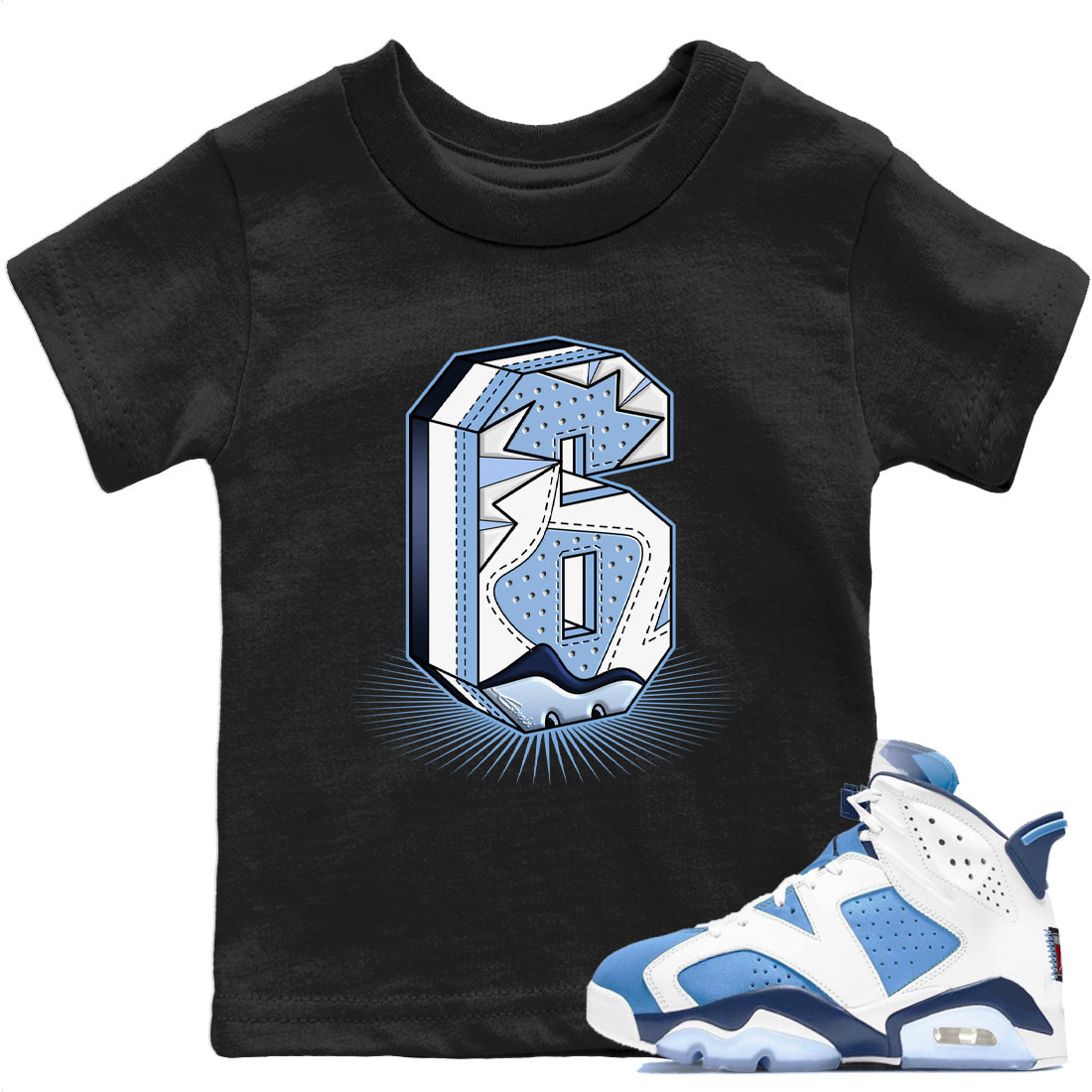 Jordan 6 UNC Sneaker Match Tees Six Statue Sneaker Tees Jordan 6 UNC Sneaker Release Tees Kids Shirts