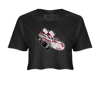 1s Metallic Burgundy shirt to match jordans Skateboard sneaker tees AJ1 Metallic Burgundy SNRT Sneaker Release Tees Black 2 Crop T-Shirt