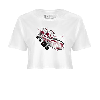 1s Metallic Burgundy shirt to match jordans Skateboard sneaker tees AJ1 Metallic Burgundy SNRT Sneaker Release Tees White 2 Crop T-Shirt