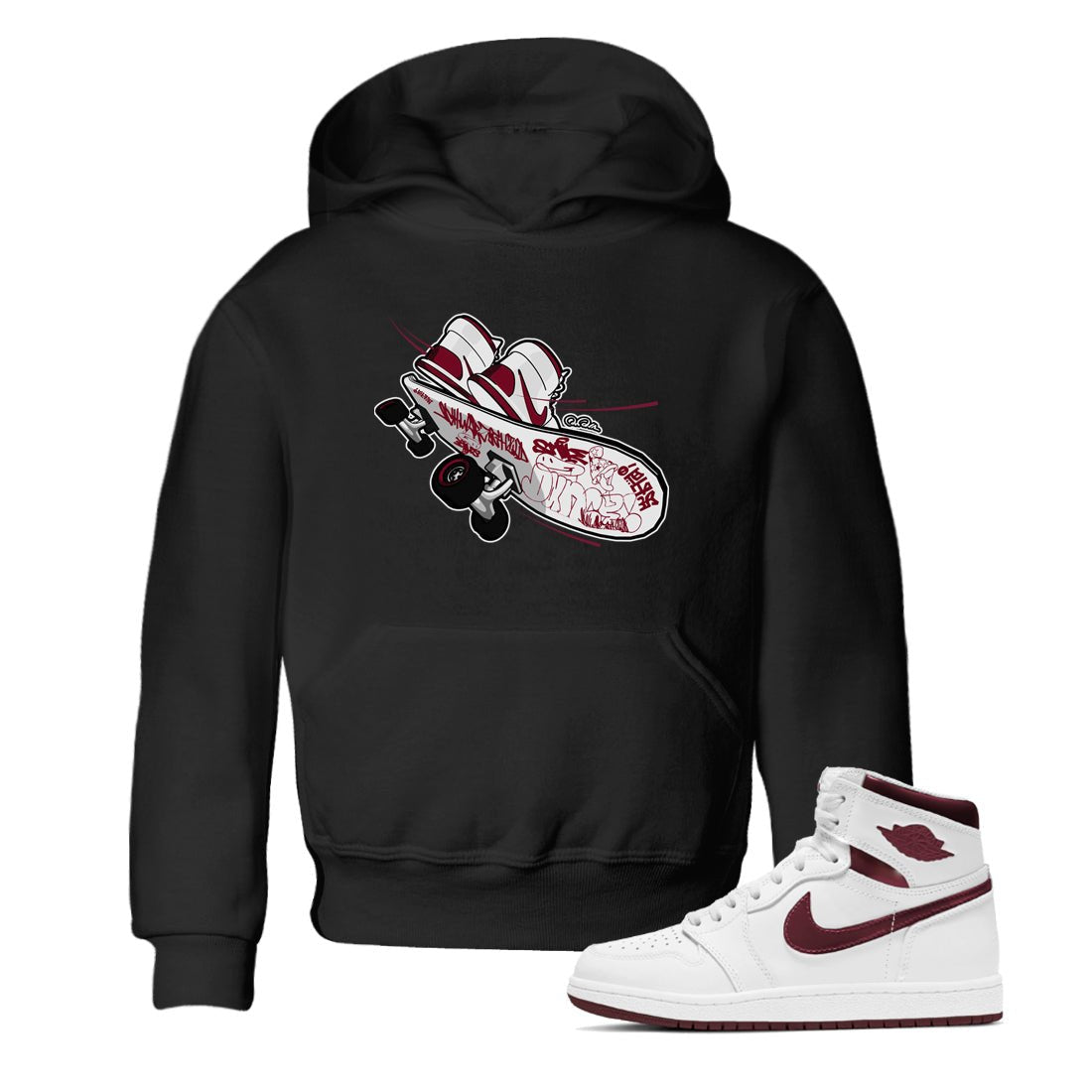 1s Metallic Burgundy shirt to match jordans Skateboard sneaker tees AJ1 Metallic Burgundy SNRT Sneaker Release Tees Baby Toddler Black 1 T-Shirt
