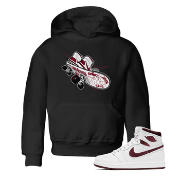 1s Metallic Burgundy shirt to match jordans Skateboard sneaker tees AJ1 Metallic Burgundy SNRT Sneaker Release Tees Baby Toddler Black 1 T-Shirt