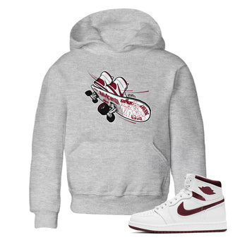 1s Metallic Burgundy shirt to match jordans Skateboard sneaker tees AJ1 Metallic Burgundy SNRT Sneaker Release Tees Baby Toddler Heather Grey 1 T-Shirt
