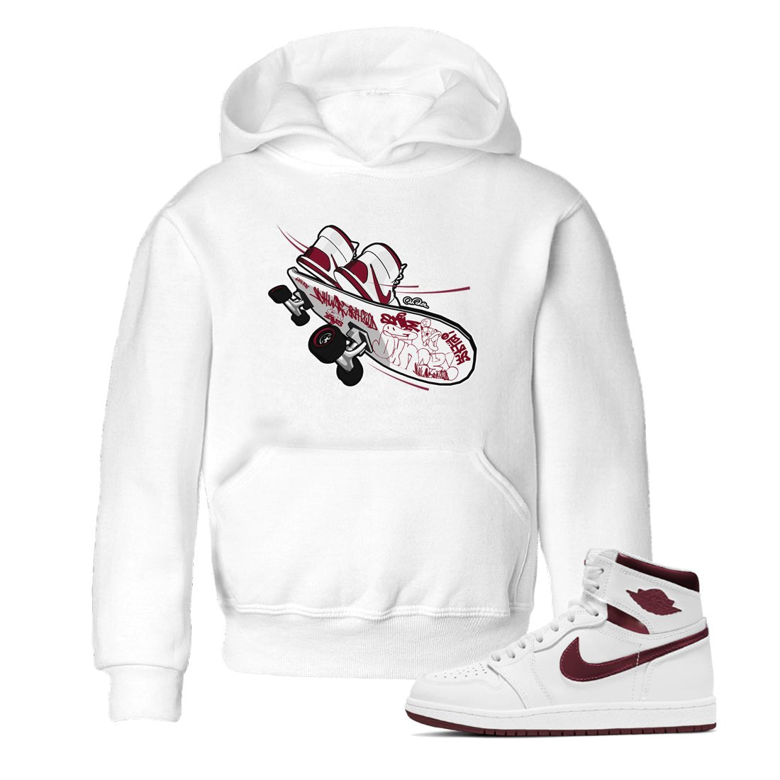 1s Metallic Burgundy shirt to match jordans Skateboard sneaker tees AJ1 Metallic Burgundy SNRT Sneaker Release Tees Baby Toddler White 1 T-Shirt