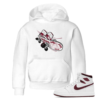 1s Metallic Burgundy shirt to match jordans Skateboard sneaker tees AJ1 Metallic Burgundy SNRT Sneaker Release Tees Baby Toddler White 1 T-Shirt