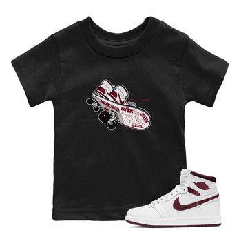 1s Metallic Burgundy shirt to match jordans Skateboard sneaker tees AJ1 Metallic Burgundy SNRT Sneaker Release Tees Baby Toddler Black 1 T-Shirt