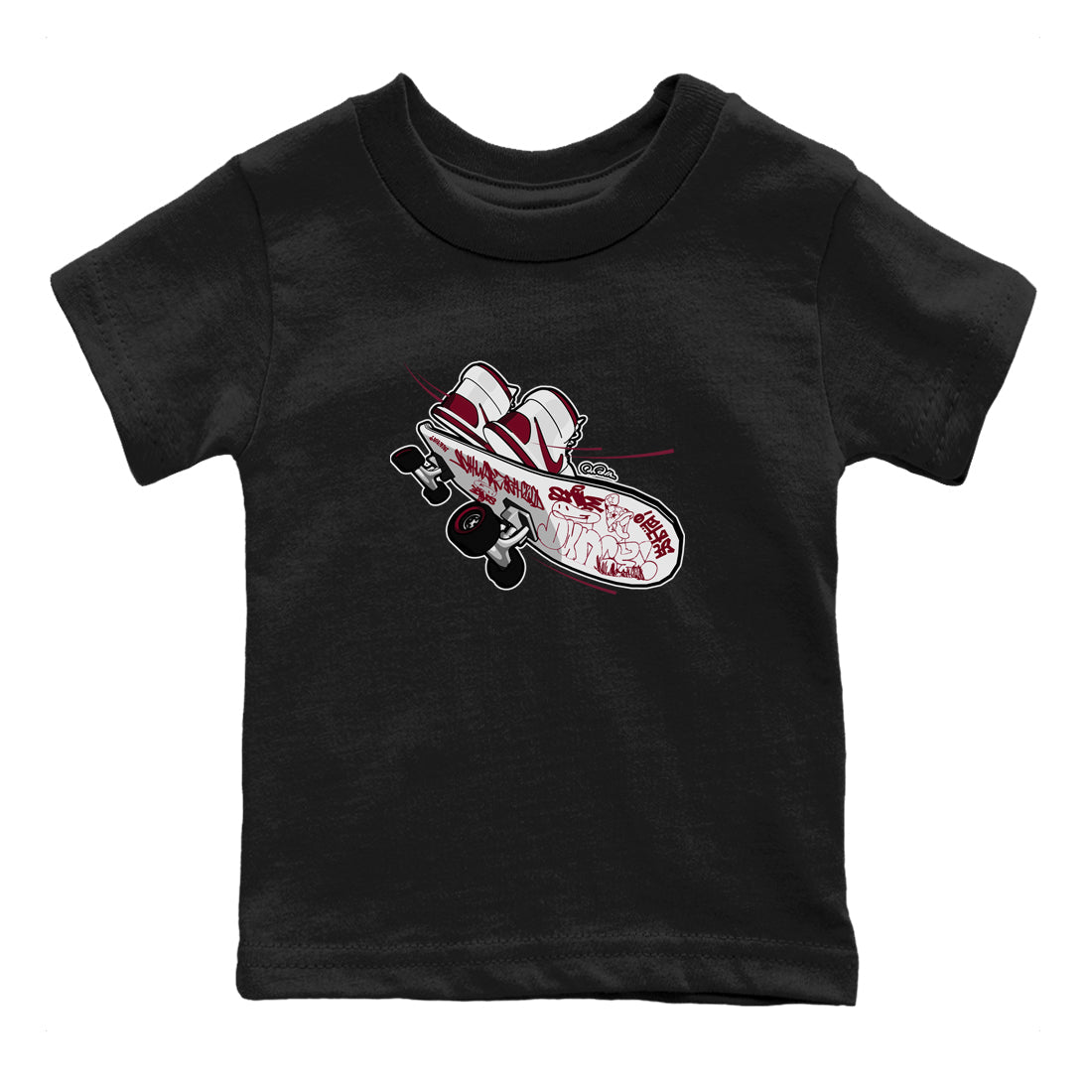 1s Metallic Burgundy shirt to match jordans Skateboard sneaker tees AJ1 Metallic Burgundy SNRT Sneaker Release Tees Baby Toddler Black 2 T-Shirt