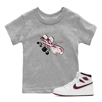 1s Metallic Burgundy shirt to match jordans Skateboard sneaker tees AJ1 Metallic Burgundy SNRT Sneaker Release Tees Baby Toddler Heather Grey 1 T-Shirt