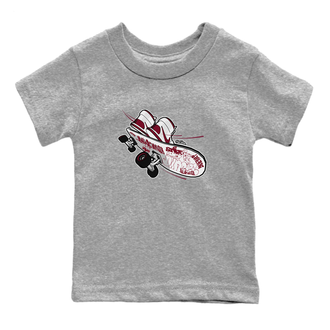 1s Metallic Burgundy shirt to match jordans Skateboard sneaker tees AJ1 Metallic Burgundy SNRT Sneaker Release Tees Baby Toddler Heather Grey 2 T-Shirt