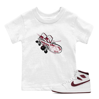 1s Metallic Burgundy shirt to match jordans Skateboard sneaker tees AJ1 Metallic Burgundy SNRT Sneaker Release Tees Baby Toddler White 1 T-Shirt