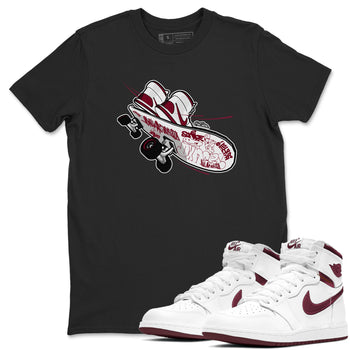 1s Metallic Burgundy shirt to match jordans Skateboard sneaker tees AJ1 Metallic Burgundy SNRT Sneaker Release Tees Unisex Black 1 T-Shirt