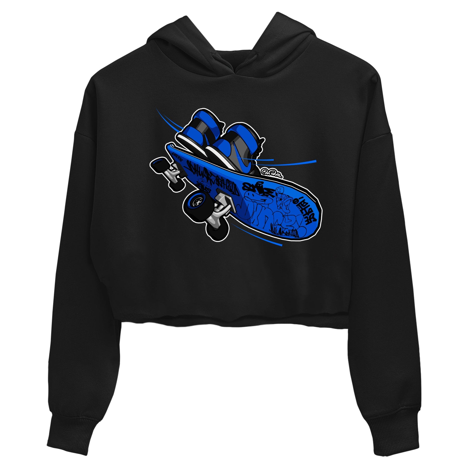 Air Jordan 1 Royal Reimagined shirt to match jordans Skateboard sneaker tees AJ1 Royal Reimagined SNRT Sneaker Release Tees Black 2 Crop T-Shirt