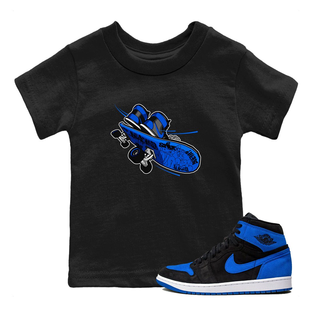 Air Jordan 1 Royal Reimagined shirt to match jordans Skateboard sneaker tees AJ1 Royal Reimagined SNRT Sneaker Release Tees Baby Toddler Black 1 T-Shirt