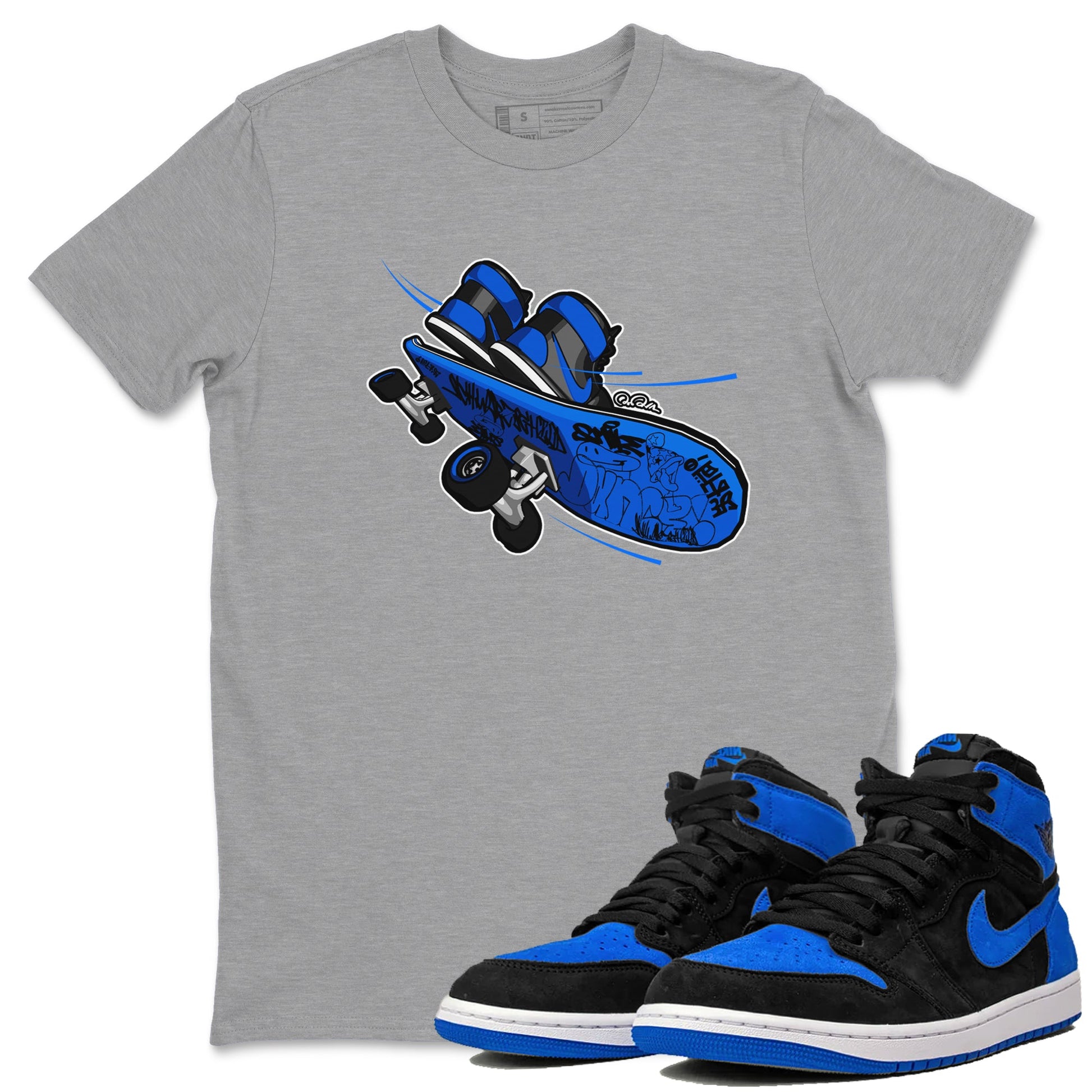 Air Jordan 1 Royal Reimagined shirt to match jordans Skateboard sneaker tees AJ1 Royal Reimagined SNRT Sneaker Release Tees Unisex Heather Grey 1 T-Shirt
