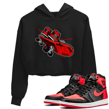 Air Jordan 1 Satin Bred shirt to match jordans Skateboard sneaker tees AJ1 Satin Bred SNRT Sneaker Release Tees Black 1 Crop T-Shirt