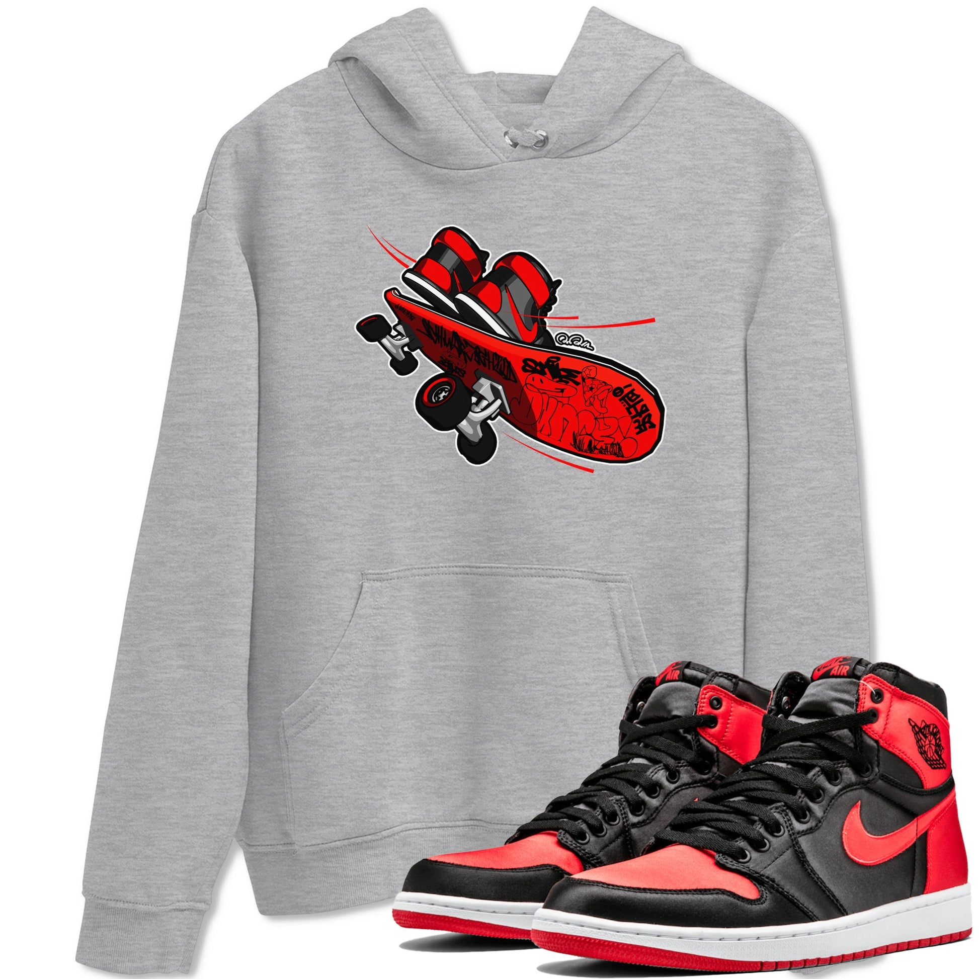 Air Jordan 1 Satin Bred shirt to match jordans Skateboard sneaker tees AJ1 Satin Bred SNRT Sneaker Release Tees Unisex Heather Grey 1 T-Shirt