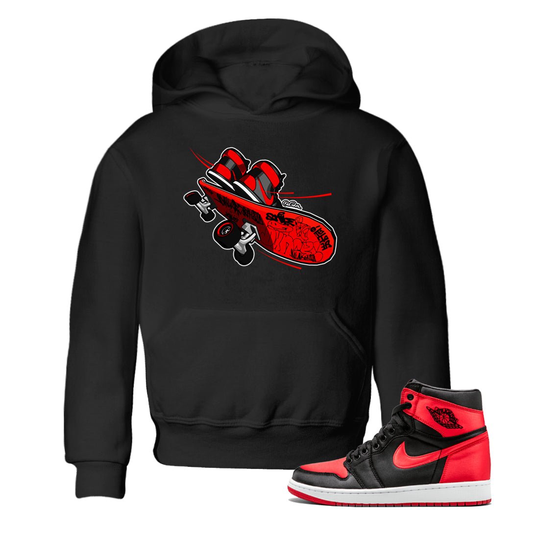 Air Jordan 1 Satin Bred shirt to match jordans Skateboard sneaker tees AJ1 Satin Bred SNRT Sneaker Release Tees Baby Toddler Black 1 T-Shirt