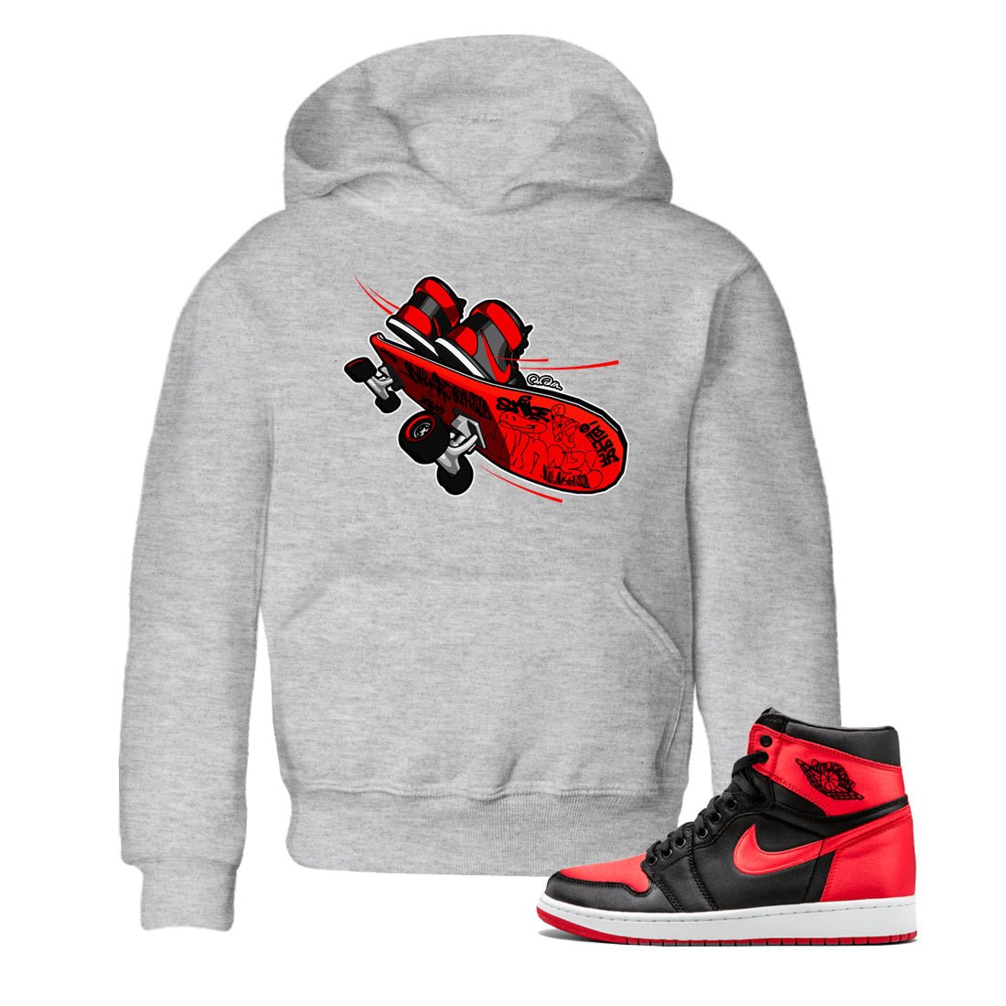 Air Jordan 1 Satin Bred shirt to match jordans Skateboard sneaker tees AJ1 Satin Bred SNRT Sneaker Release Tees Baby Toddler Heather Grey 1 T-Shirt