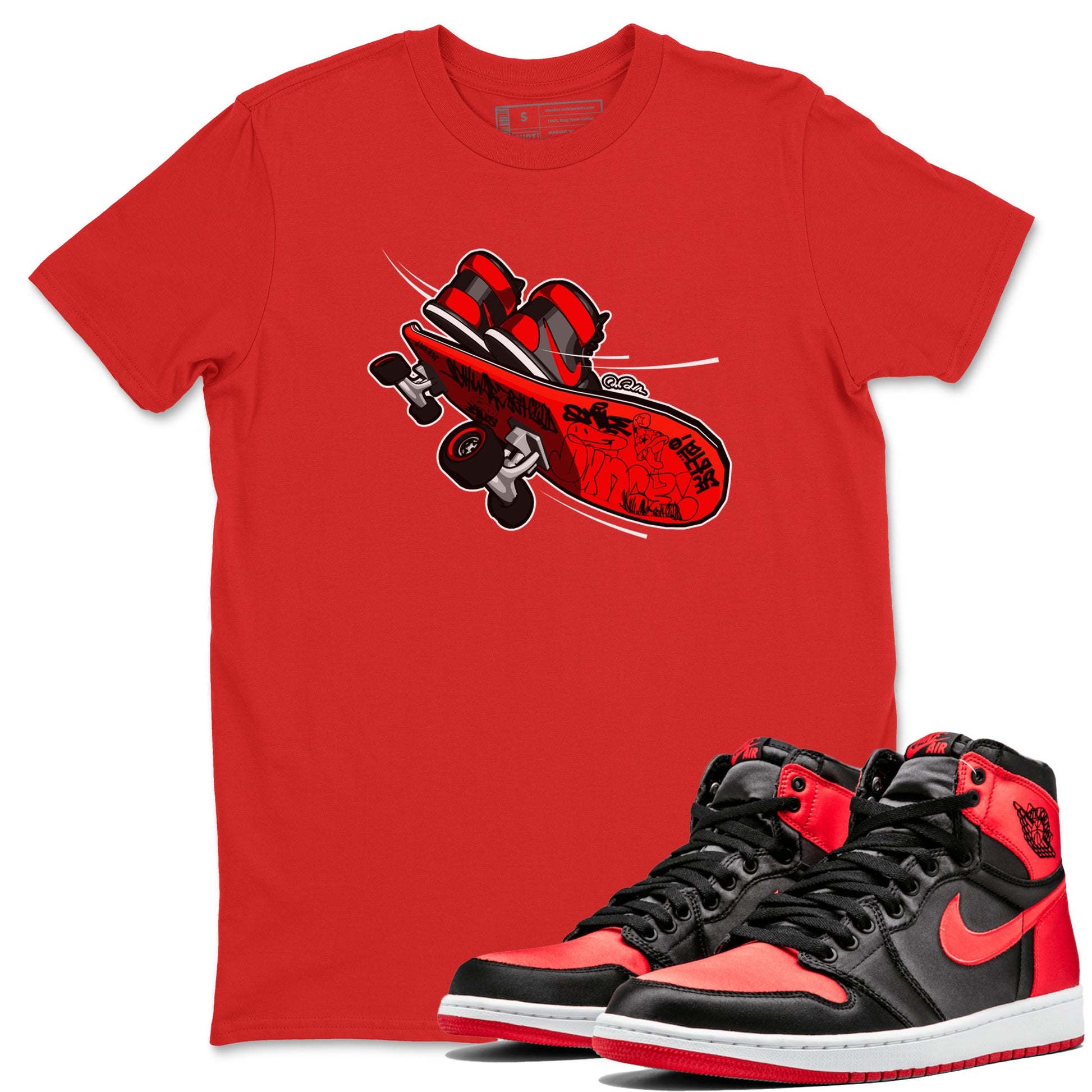Air Jordan 1 Satin Bred shirt to match jordans Skateboard sneaker tees AJ1 Satin Bred SNRT Sneaker Release Tees Unisex Red 1 T-Shirt