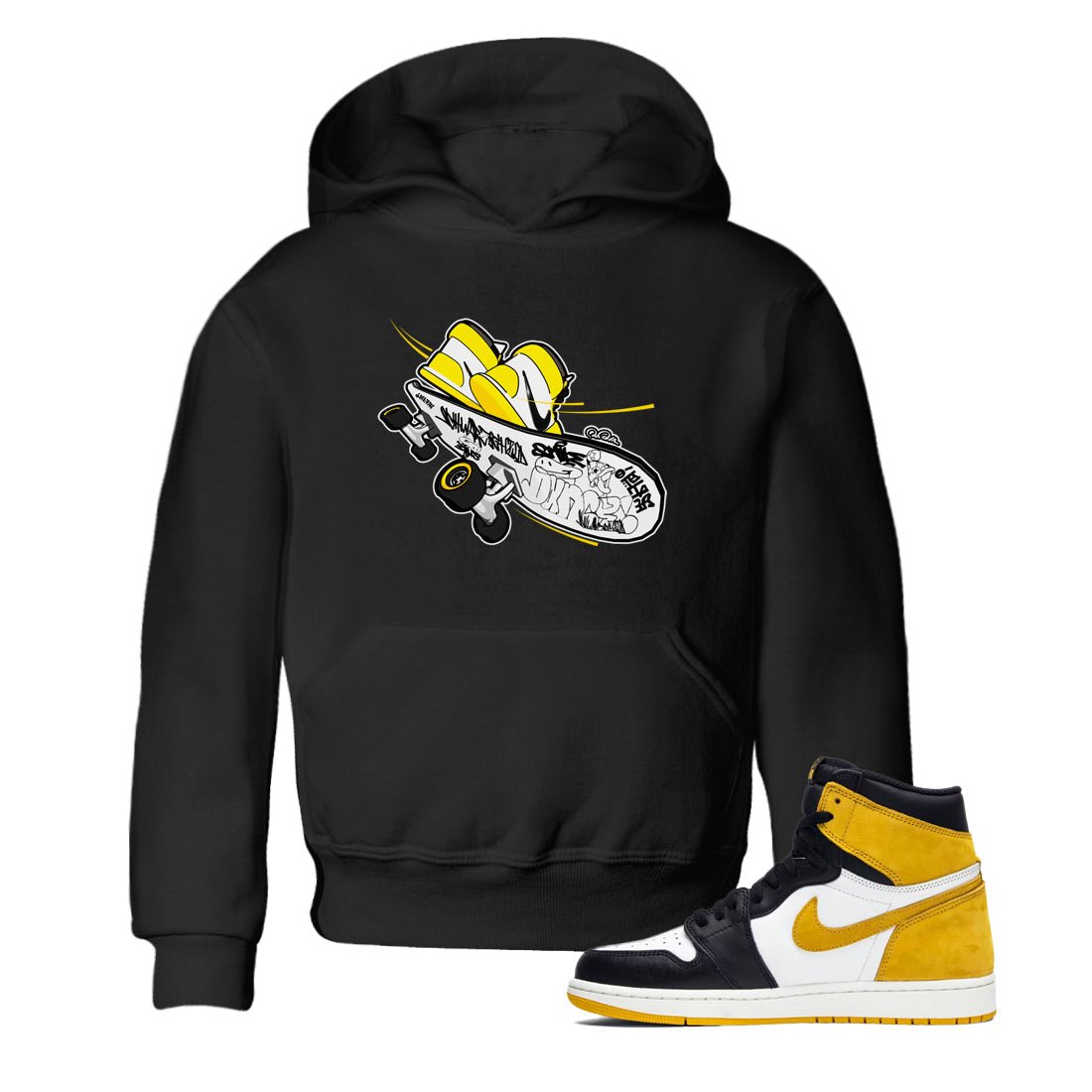 1s Yellow Ochre shirt to match jordans Skateboard sneaker tees Air Jordan 1 Yellow Ochre SNRT sneaker release tees baby toddler Black 1 cotton Shirt