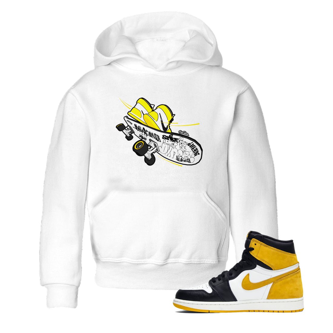 1s Yellow Ochre shirt to match jordans Skateboard sneaker tees Air Jordan 1 Yellow Ochre SNRT sneaker release tees baby toddler White 1 cotton Shirt