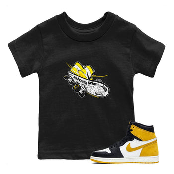 1s Yellow Ochre shirt to match jordans Skateboard sneaker tees Air Jordan 1 Yellow Ochre SNRT sneaker release tees baby toddler Black 1 cotton Shirt
