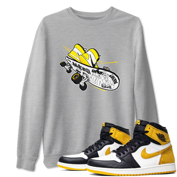 1s Yellow Ochre shirt to match jordans Skateboard sneaker tees Air Jordan 1 Yellow Ochre SNRT Sneaker Release Tees unisex cotton Heather Grey 1 crew neck shirt