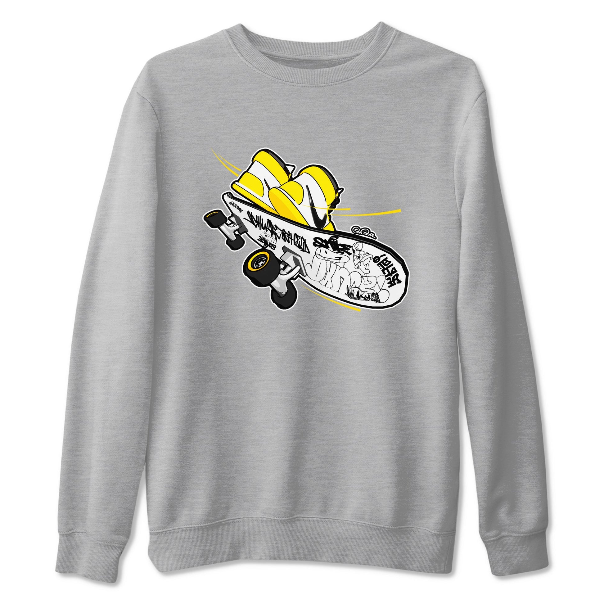 1s Yellow Ochre shirt to match jordans Skateboard sneaker tees Air Jordan 1 Yellow Ochre SNRT Sneaker Release Tees unisex cotton Heather Grey 2 crew neck shirt