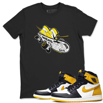 1s Yellow Ochre shirt to match jordans Skateboard sneaker tees Air Jordan 1 Yellow Ochre SNRT Sneaker Release Tees unisex cotton Black 1 crew neck shirt