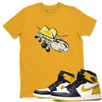 1s Yellow Ochre shirt to match jordans Skateboard sneaker tees Air Jordan 1 Yellow Ochre SNRT Sneaker Release Tees unisex cotton Gold 1 crew neck shirt