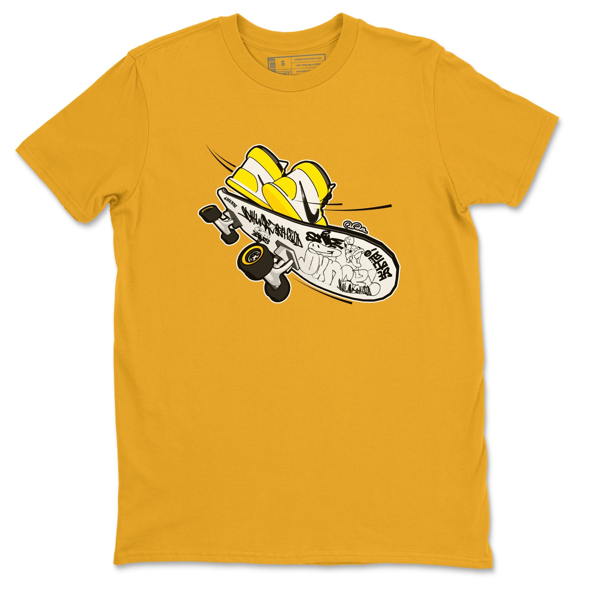 1s Yellow Ochre shirt to match jordans Skateboard sneaker tees Air Jordan 1 Yellow Ochre SNRT Sneaker Release Tees unisex cotton Gold 2 crew neck shirt