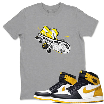 1s Yellow Ochre shirt to match jordans Skateboard sneaker tees Air Jordan 1 Yellow Ochre SNRT Sneaker Release Tees unisex cotton Heather Grey 1 crew neck shirt