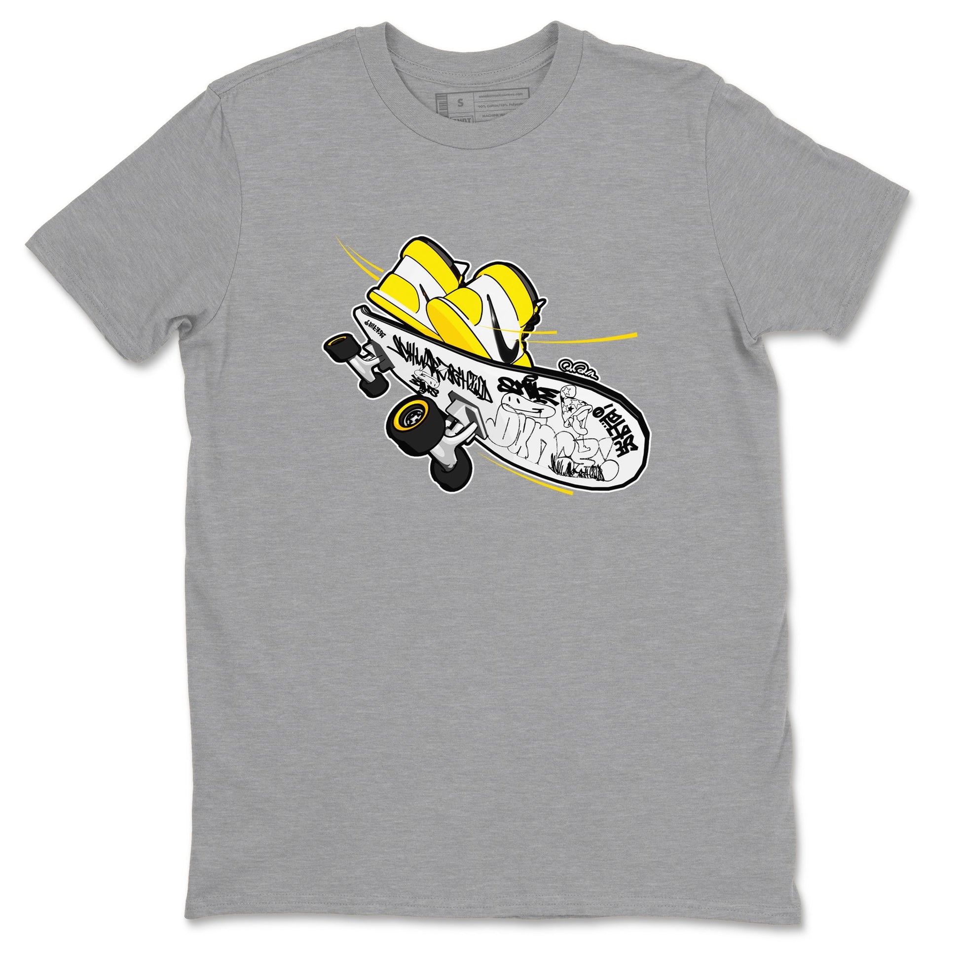 1s Yellow Ochre shirt to match jordans Skateboard sneaker tees Air Jordan 1 Yellow Ochre SNRT Sneaker Release Tees unisex cotton Heather Grey 2 crew neck shirt