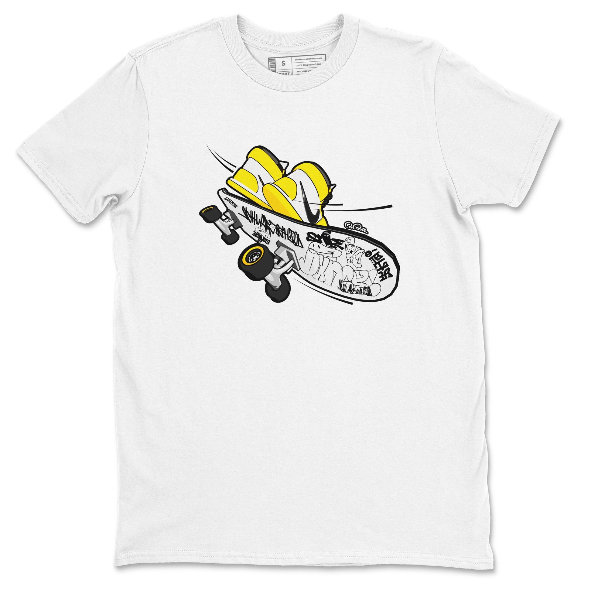 1s Yellow Ochre shirt to match jordans Skateboard sneaker tees Air Jordan 1 Yellow Ochre SNRT Sneaker Release Tees unisex cotton White 2 crew neck shirt