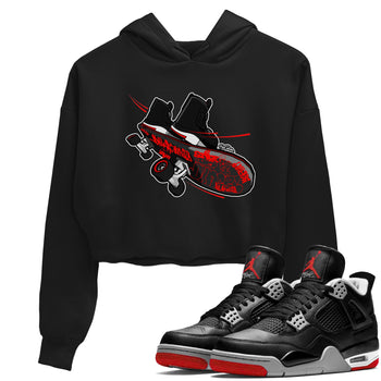 4s Bred Reimagined shirt to match jordans Skateboard sneaker tees Air Jordan 4 Bred Reimagined SNRT Sneaker Release Tees Black 1 Crop T-Shirt