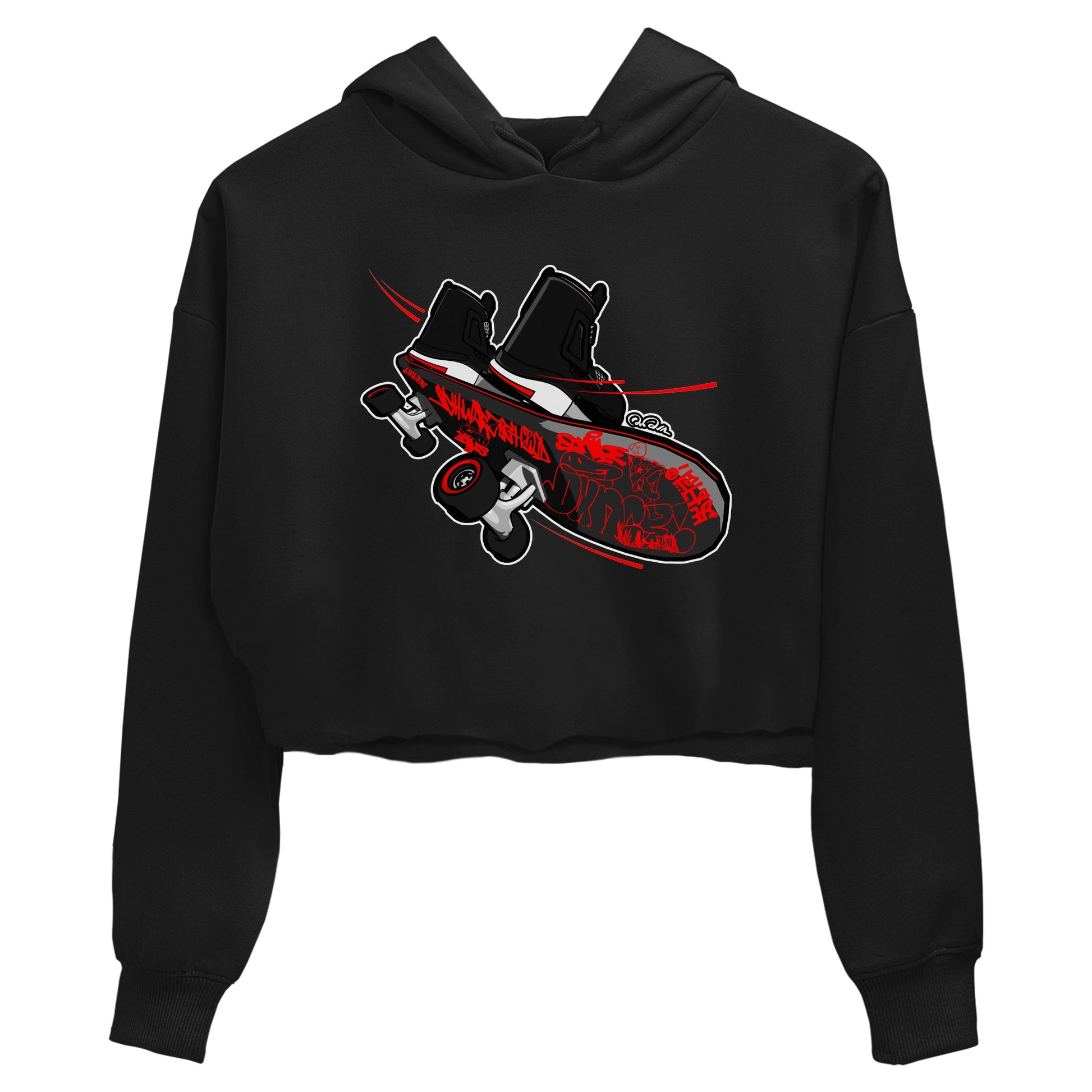 4s Bred Reimagined shirt to match jordans Skateboard sneaker tees Air Jordan 4 Bred Reimagined SNRT Sneaker Release Tees Black 2 Crop T-Shirt