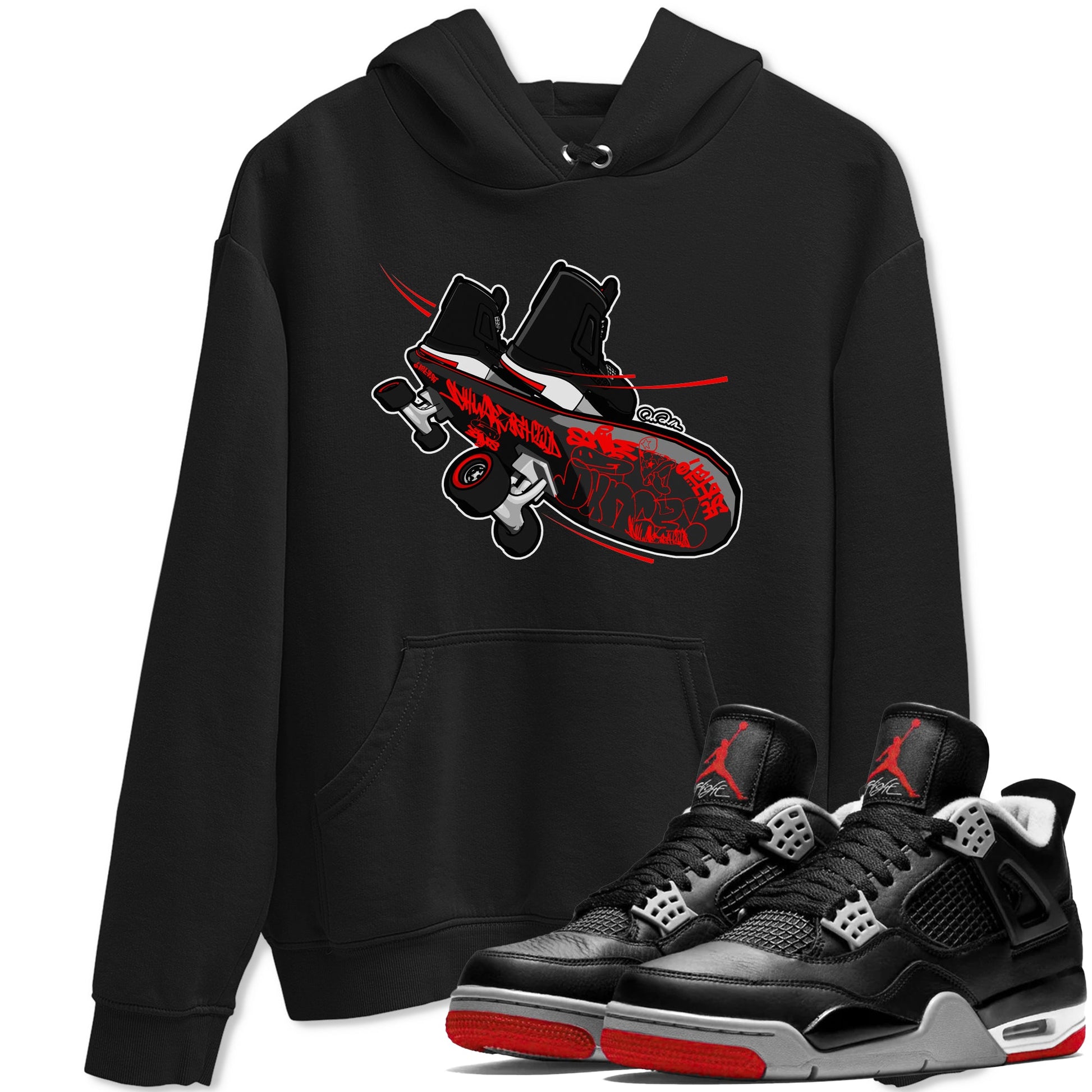 4s Bred Reimagined shirt to match jordans Skateboard sneaker tees Air Jordan 4 Bred Reimagined SNRT Sneaker Release Tees Unisex Black 1 T-Shirt