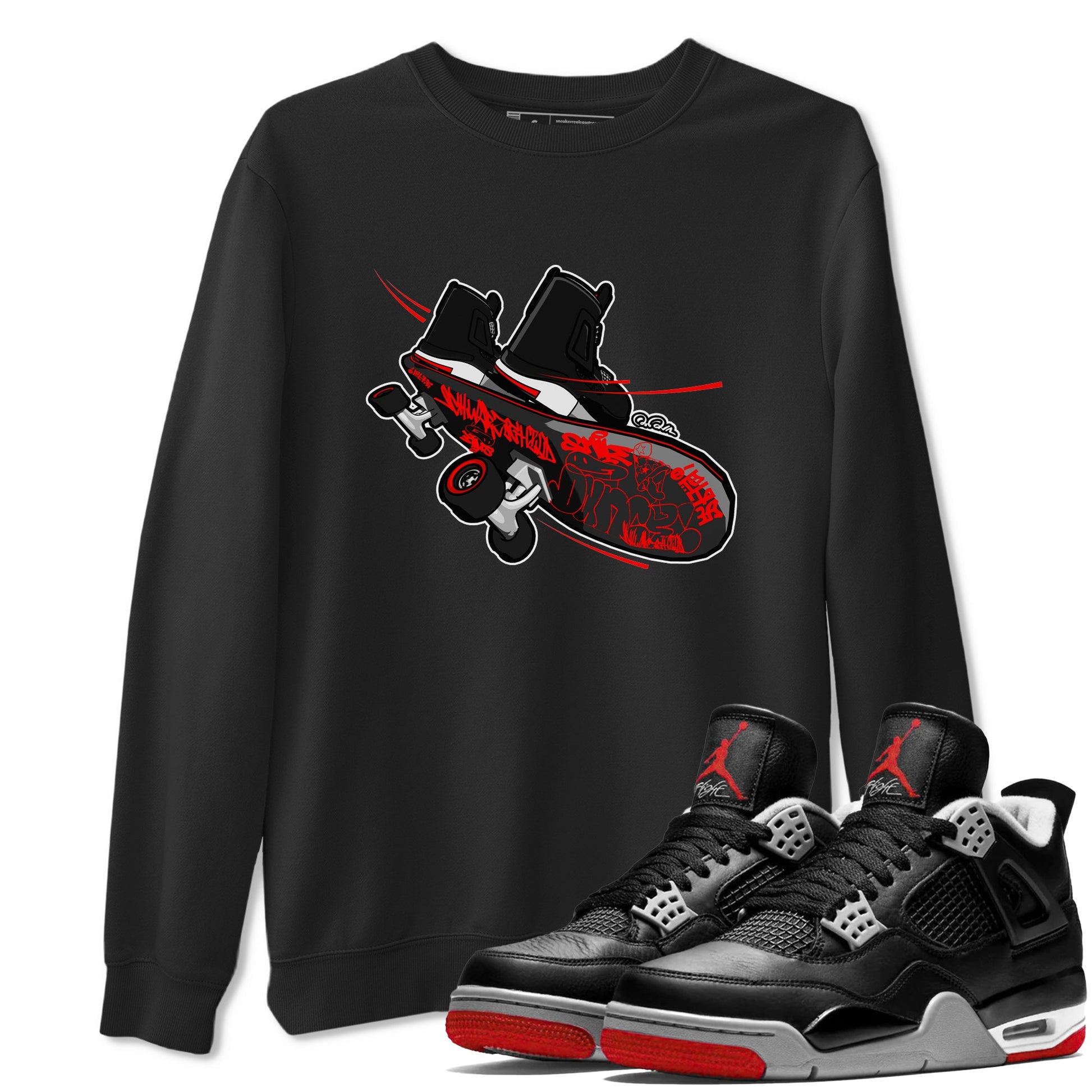 4s Bred Reimagined shirt to match jordans Skateboard sneaker tees Air Jordan 4 Bred Reimagined SNRT Sneaker Release Tees Unisex Black 1 T-Shirt